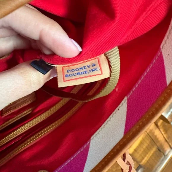 Dooney & Bourke Pink and White Chevron Tote - Picture 9 of 11